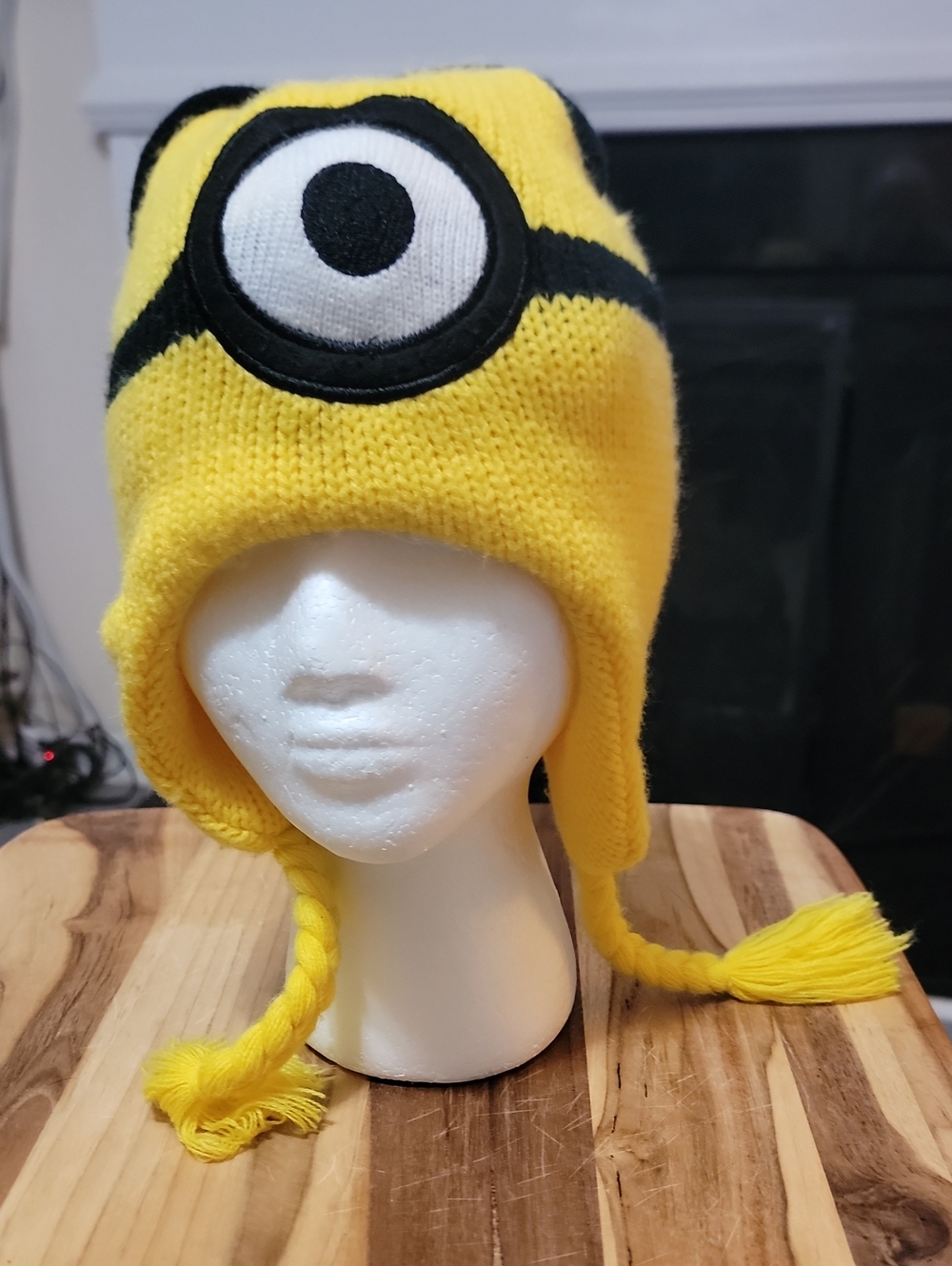 Kids Yellow Minion Beanie Hat with Ear Flaps Reversible